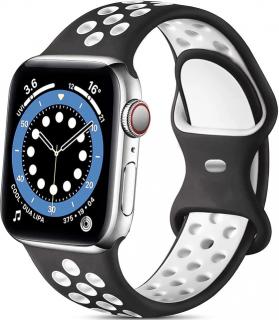Černobílý silikonový řemínek pro Apple Watch 38, 40 a 41 mm
