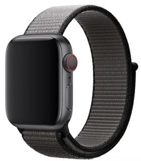 Černošedý provlékací řemínek na suchý zip pro Apple Watch 38, 40 a 41 mm