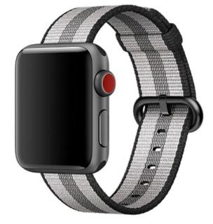 Černošedý pruhovaný tkaný nylonový řemínek pro Apple Watch 42, 44 a 45 mm
