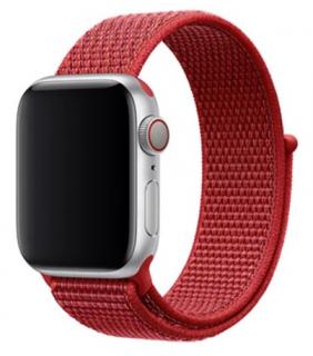 Červený provlékací řemínek na suchý zip pro Apple Watch 38, 40 a 41 mm