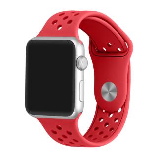Červený silikonový řemínek s odvětrávacími otvory pro Apple Watch 42, 44 a 45 mm