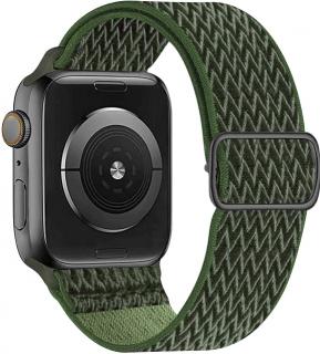 Elastický navlékací řemínek pro Apple Watch 42, 44 a 45 mm s přezkou 3D khaki