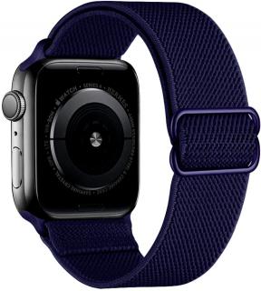 Elastický navlékací řemínek pro Apple Watch 42, 44 a 45 mm s přezkou navy modrý