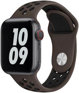 Hnědočerný silikonový řemínek pro Apple Watch 42, 44 a 45 mm