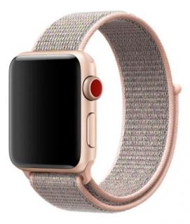 Jemně růžový provlékací řemínek na suchý zip pro Apple Watch 42, 44 a 45 mm