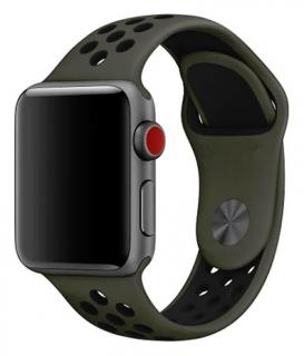 Khakičerný silikonový řemínek pro Apple Watch 42, 44 a 45 mm