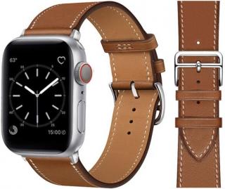 Kožený řemínek pro Apple Watch 38, 40 a 41 mm s dvojitou ocelovou přezkou hnědý
