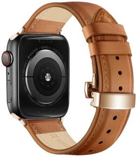 Kožený řemínek pro Apple Watch 38, 40 a 41 mm s ocelovou přezkou hnědý