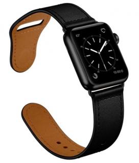 Kožený řemínek pro Apple Watch 38, 40 a 41 mm se zapínáním na kolíček černý