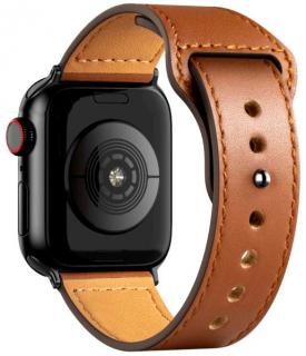 Kožený řemínek pro Apple Watch 38, 40 a 41 mm se zapínáním na kolíček hnědý