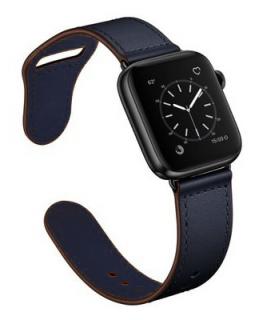 Kožený řemínek pro Apple Watch 38, 40 a 41 mm se zapínáním na kolíček půlnočně modrý
