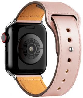Kožený řemínek pro Apple Watch 38, 40 a 41 mm se zapínáním na kolíček růžový