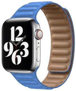 Kožený řemínek s magnetickým zapínáním pro Apple Watch 38, 40 a 41 mm 2. generace světle modrý
