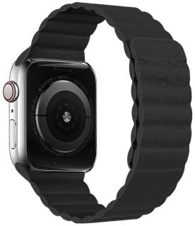 Kožený řemínek s magnetickým zapínáním pro Apple Watch 38, 40 a 41 mm černý