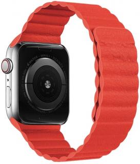 Kožený řemínek s magnetickým zapínáním pro Apple Watch 38, 40 a 41 mm červený