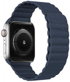 Kožený řemínek s magnetickým zapínáním pro Apple Watch 38, 40 a 41 mm půlnočně modrý