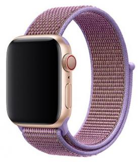 Lila provlékací řemínek na suchý zip pro Apple Watch 38, 40 a 41 mm