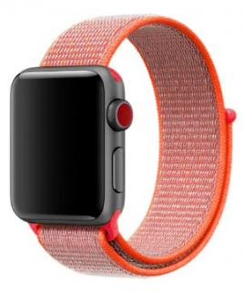 Oranžovočervený provlékací řemínek na suchý zip pro Apple Watch 42, 44 a 45 mm