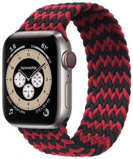 Pletený navlékací nylonový řemínek pro Apple Watch 38, 40 a 41 mm černočervený Velikost: L - Obvod zápěstí 180 mm - 195 mm