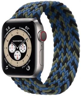 Pletený navlékací nylonový řemínek pro Apple Watch 38, 40 a 41 mm černomodrozelený Velikost: M - Obvod zápěstí 165 mm - 180 mm