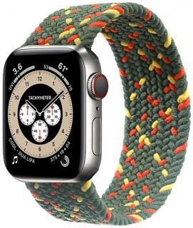 Pletený navlékací nylonový řemínek pro Apple Watch 38, 40 a 41 mm zelenožlutooranžový Velikost: M - Obvod zápěstí 165 mm - 180 mm