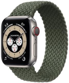Pletený navlékací nylonový řemínek pro Apple Watch 38, 40 a 41 mm zelený Velikost: L - Obvod zápěstí 180 mm - 195 mm