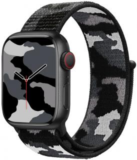 Provlékací řemínek pro Apple Watch 38, 40 a 41 mm camo černý