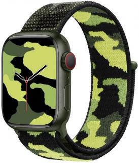 Provlékací řemínek pro Apple Watch 42, 44, 45 a 49 mm camo zelený