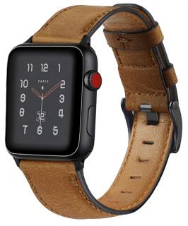 Retro kožený řemínek pro Apple Watch 38, 40 a 41 mm s klasickou ocelovou přezkou hnědý