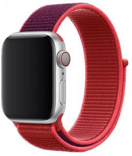 Rudý provlékací řemínek na suchý zip pro Apple Watch 38, 40 a 41 mm