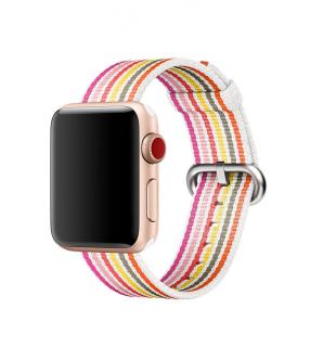 Růžově proužkovaný tkaný nylonový řemínek pro Apple Watch 42, 44 a 45 mm