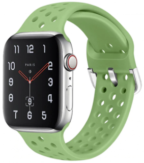 Silikonový řemínek s odvětrávacími otvory a přezkou pro Apple Watch 38, 40 a 41 mm mátový