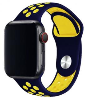 Temněmodrožlutý silikonový řemínek pro Apple Watch 38, 40 a 41 mm