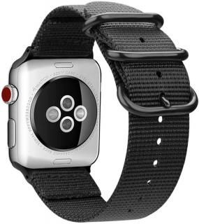 Tkaný nylonový řemínek s trojitou přezkou pro Apple Watch 38, 40 a 41 mm černý