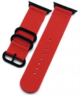 Tkaný nylonový řemínek s trojitou přezkou pro Apple Watch 38, 40 a 41 mm červený