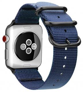 Tkaný nylonový řemínek s trojitou přezkou pro Apple Watch 38, 40 a 41 mm modrý