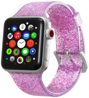 Třpytivý silikonový řemínek pro Apple Watch 38, 40 a 41 mm růžový