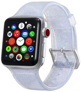 Třpytivý silikonový řemínek pro Apple Watch 38, 40 a 41 mm stříbrný