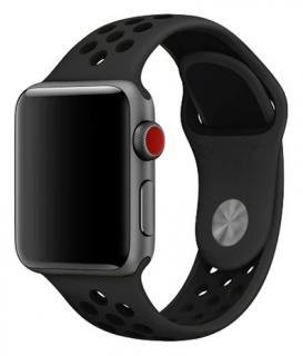 Uhlově černý silikonový řemínek s odvětrávacími otvory pro Apple Watch 42, 44 a 45 mm