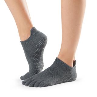 Prstové protiskluzové ponožky na jógu a pilates Low Rise šedé Velikost: M (39 - 42)