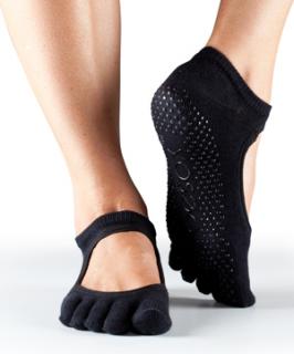 Prstové protiskluzové ponožky na jógu a pilates ToeSox Bellarina černé Velikost: M (39 - 42,5 )