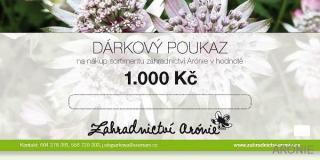 Dárkový poukaz zahradnictví Arónie 1000kč