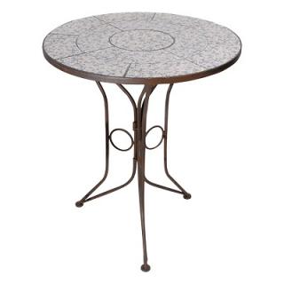 Kulatý stolek s keramickou deskou  Kovový zahradní stolek