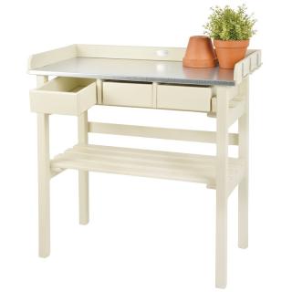 Zahradní pracovní stůl - bílý  Pěstební stolek ze dřeva