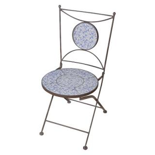 Zahradní židle s keramikou  Kovová zahradní židle
