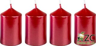 Bony adventní svíčka metalik červená, 4 ks Velikost - svíčky: 40 x 60 mm