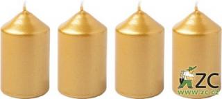 Bony adventní svíčka zlatá, 4 ks Velikost - svíčky: 40 x 75 mm