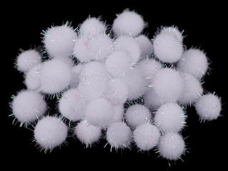 Dekorace - Sněhové kuličky mix velikostí Barva: bílá - lurex