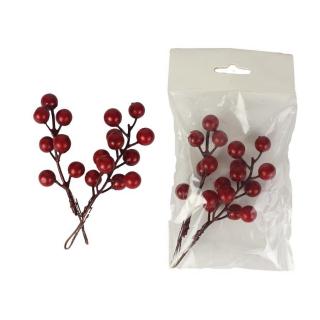 Dekorace - větvičky s bobulemi červené