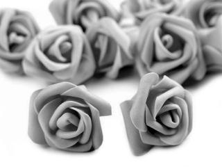 Dekorační pěnová růže Ø 4 cm Barva: šedá světlá